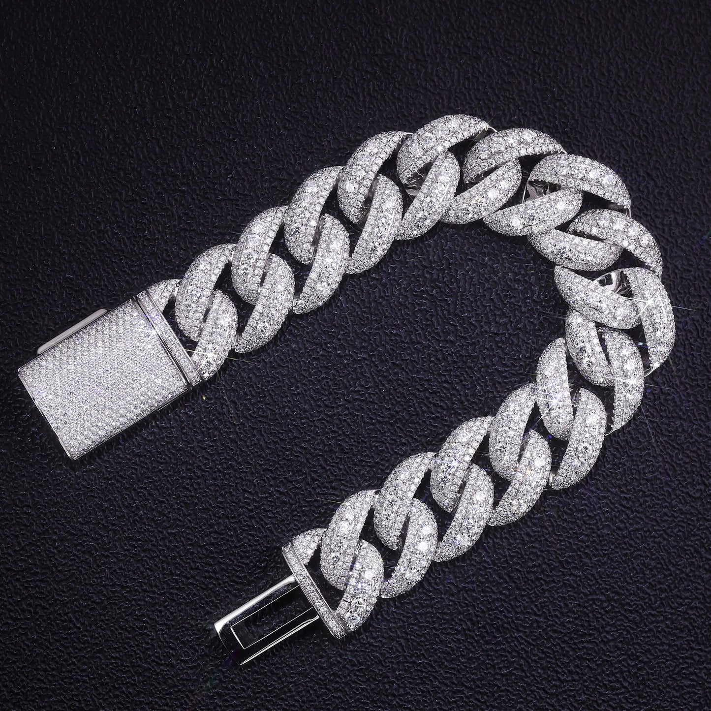 Provence 10K/14K/18K Moissanite Cuban Chain Bracelet for Men Thick 20mm Cuban Link Wrist DIY Jewelry Hip Hop Bracelet for Women