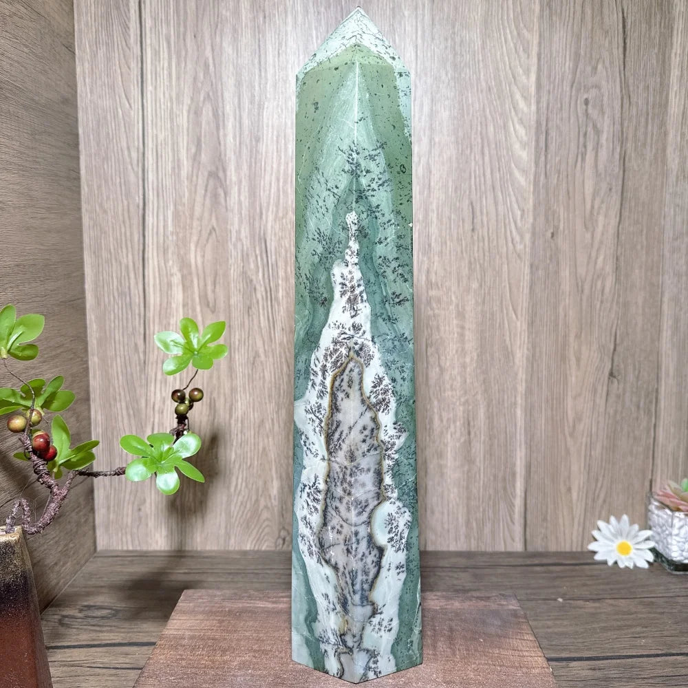 Natural Large Green Jade Stone Healing Crystal Reiki Energy Home