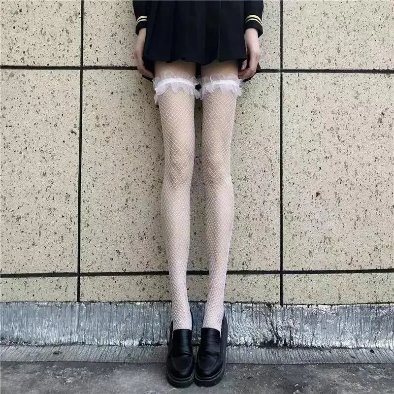 Gothic Lace Thigh High Stockings – Silk Hosiery