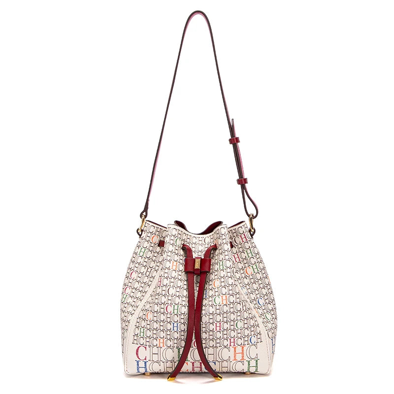 Women's Drawstring Bucket Bag Letter Wallet