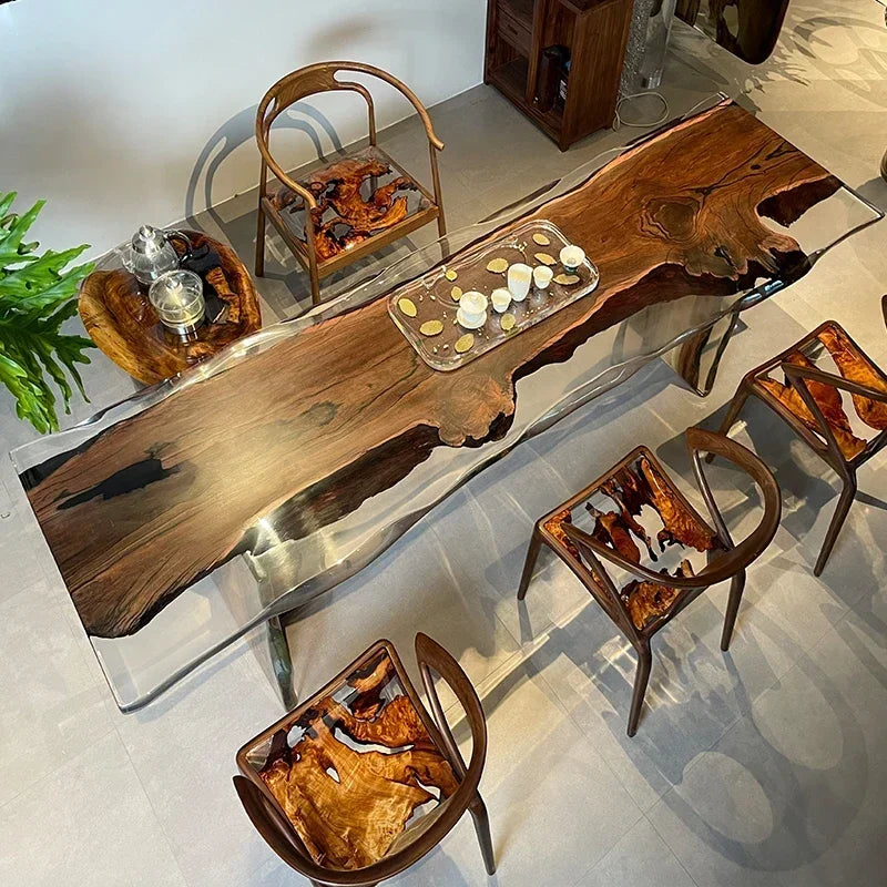 Teglex Epoxy Crystal Coffee Table | Live-Edge Solid Walnut & Rosewood