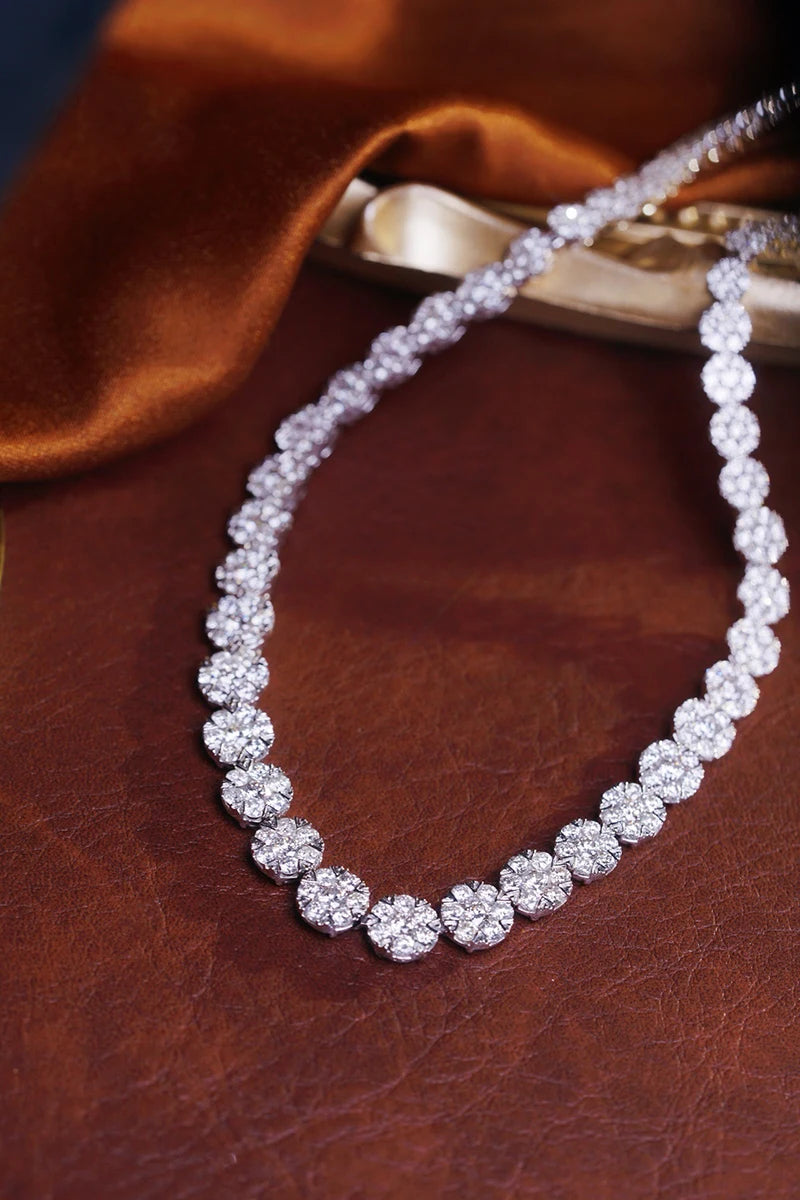 KUGG 100% 18K White Gold Necklace Luxury Elegant Style 16.50carat Real Natural Diamond Necklace for Women High Party Jewelry