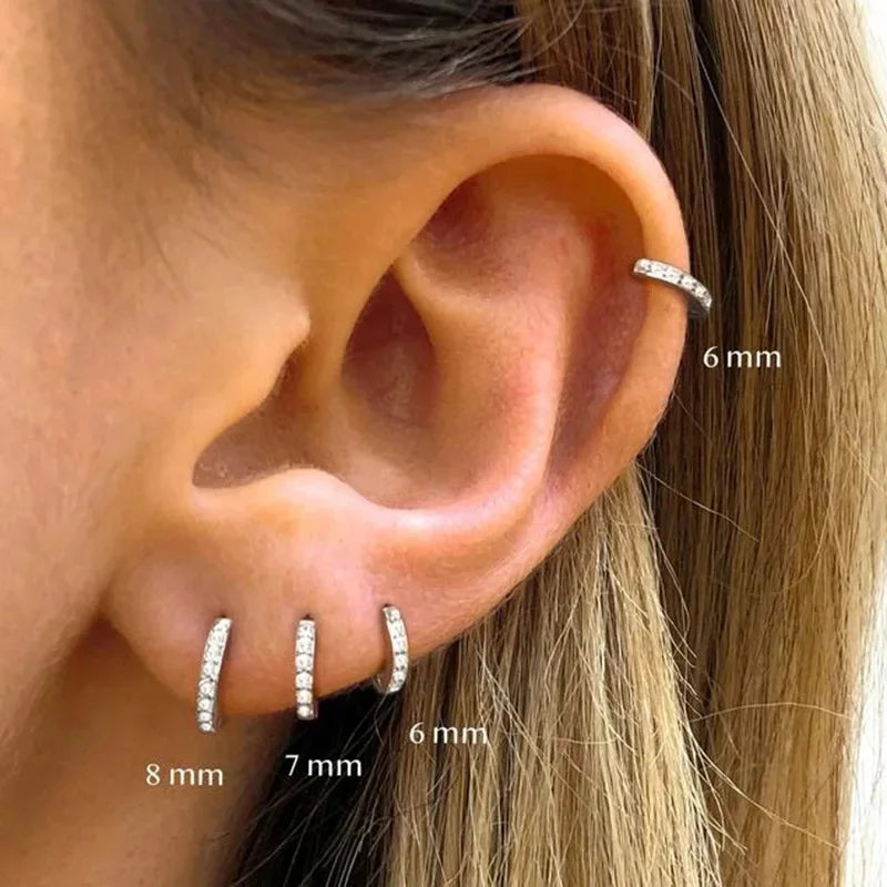 Crystal Zirconia Huggie Hoop Earrings Cartilage