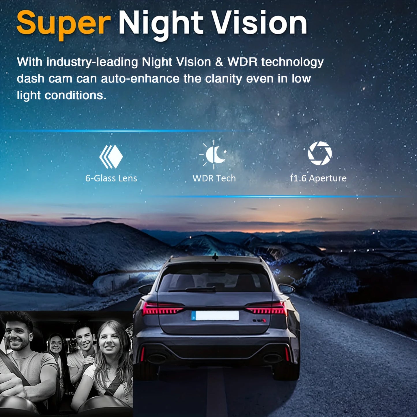 1080P WiFi Dual Dash Cam Front & Interior IR Control Safer Drive