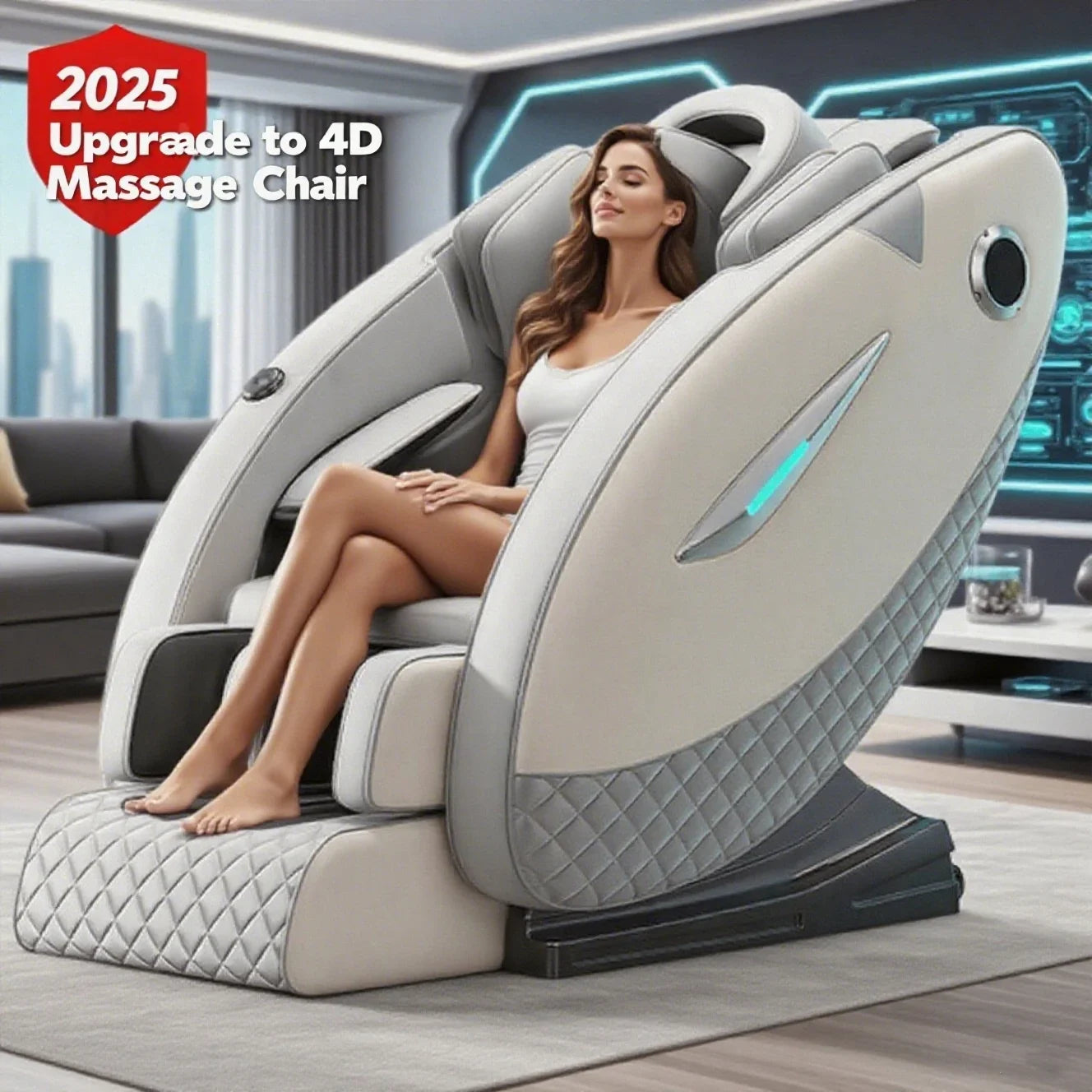 4D Massage Chair with Full Body Relaxation Function 2025 Zero Gravity SL-Track Shiatsu with Bluetooth Speaker and AI Control - Teglex