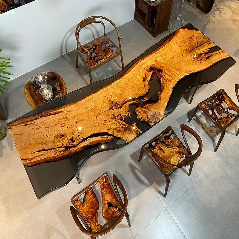 Teglex Epoxy Crystal Coffee Table | Live-Edge Solid Walnut & Rosewood