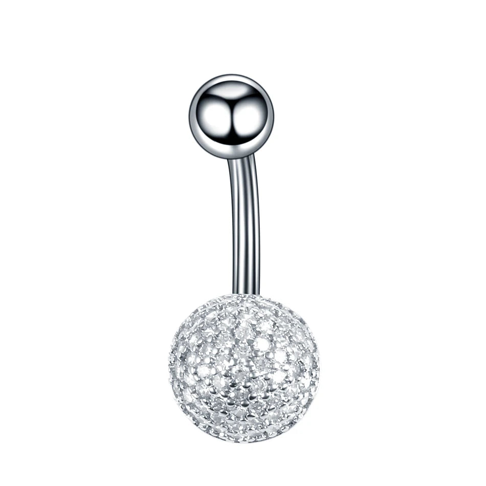 Surgical Steel CZ Belly Button Ring – Navel Piercing 14G