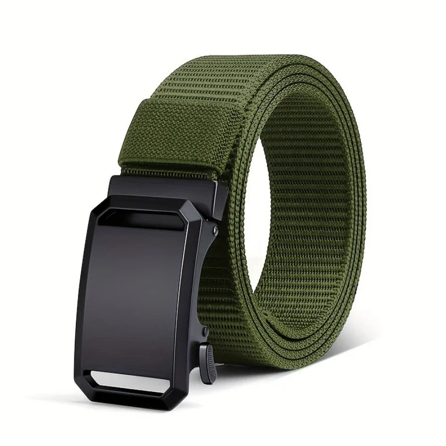 Green belt with a black buckle on a white background