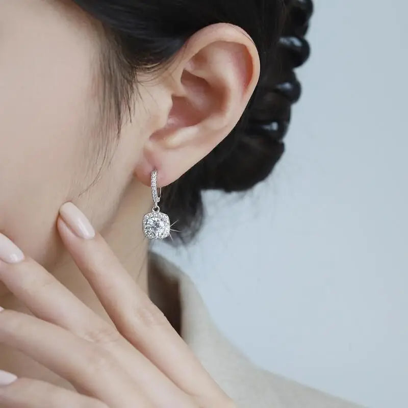 Moissanite Huggie Hoop Earrings – Sterling Silver