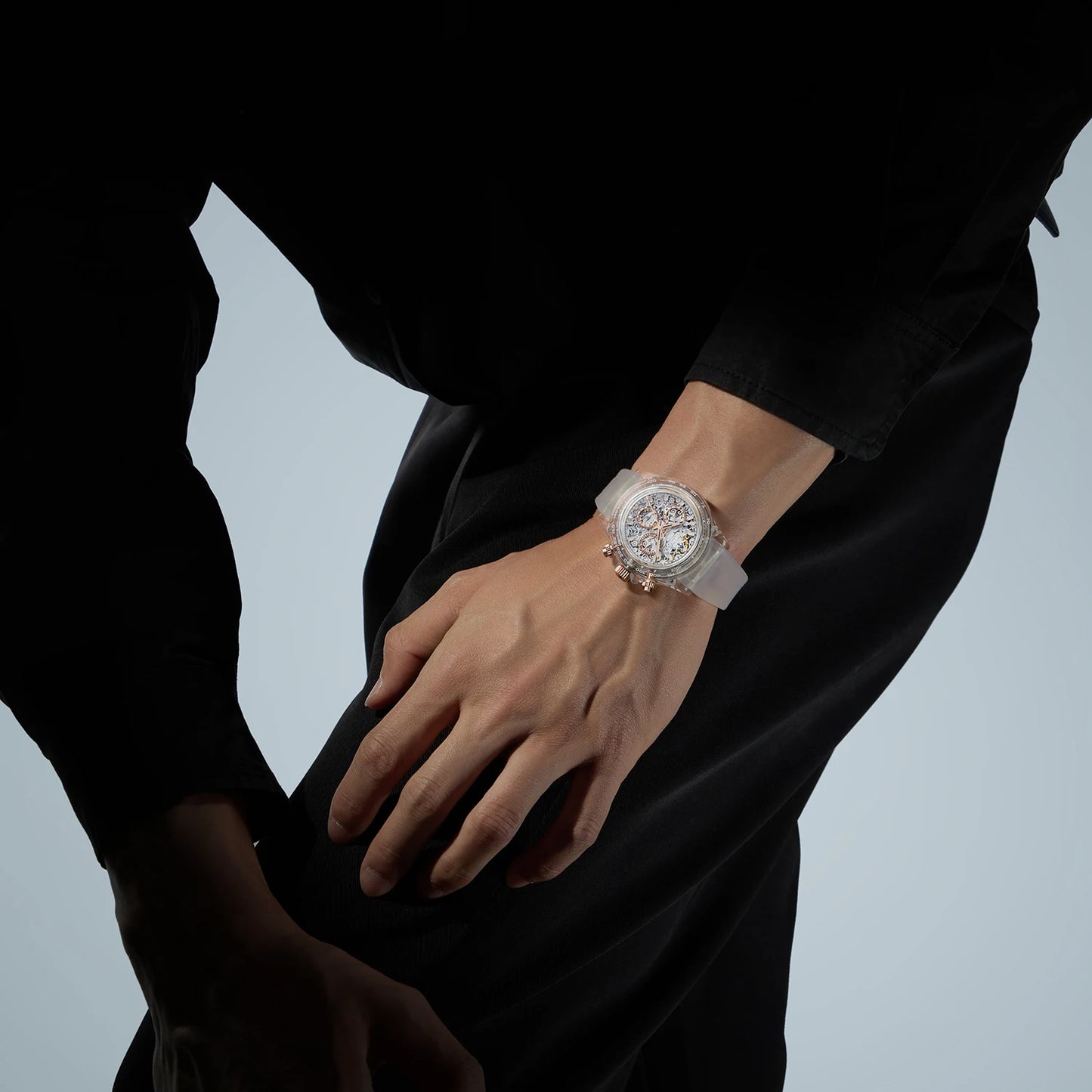 CEBRODZ Crystal Chronograph High-transparency Sapphire Mechanical Watch for Men Luxury Lightweight Wristwatches 165122A