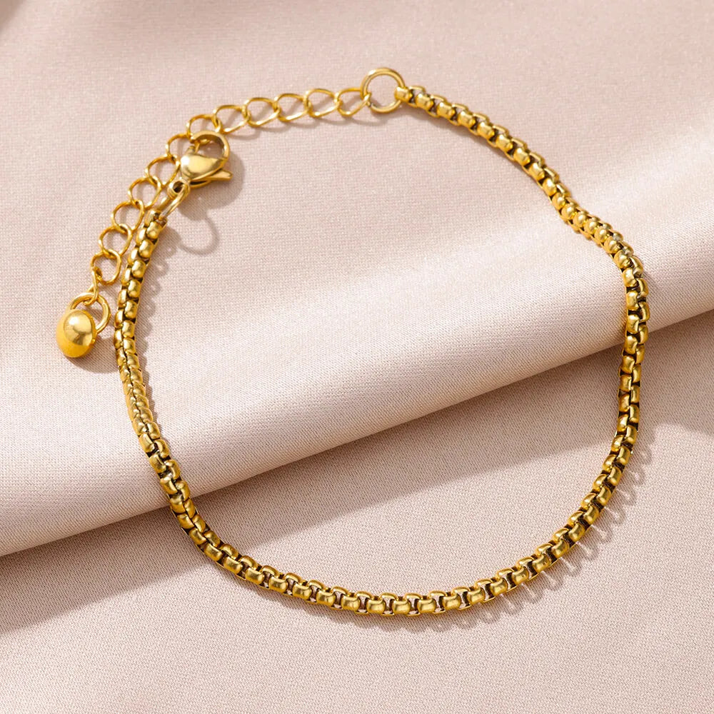 Gold Pearl Chain Anklet – Stainless Steel Beach Bodychain