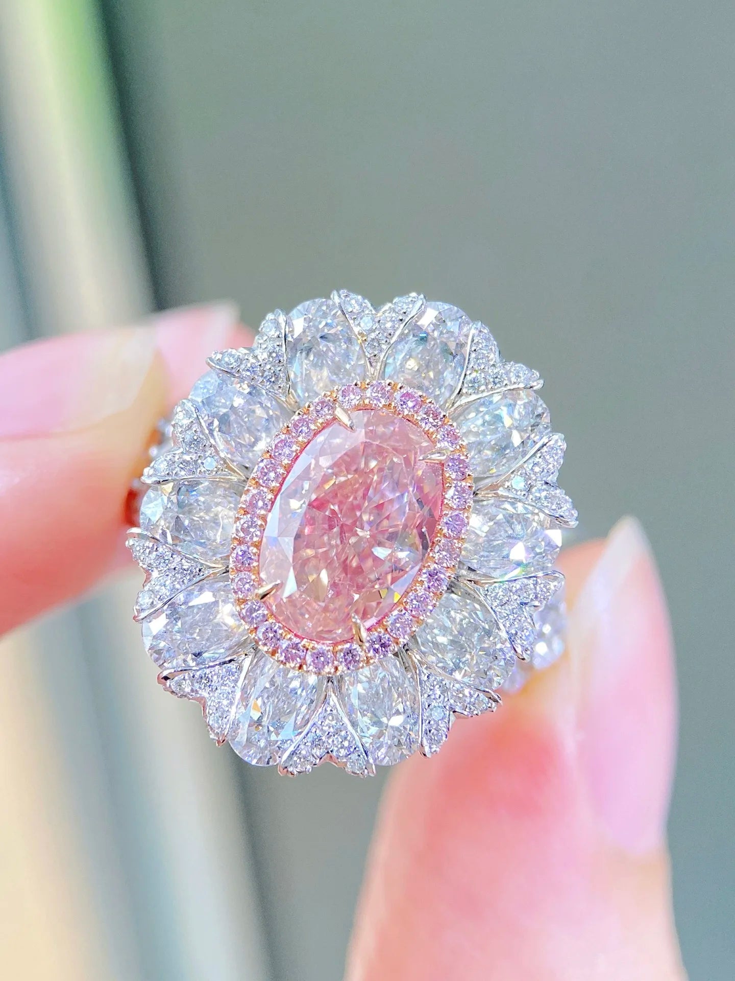 2026 G18K White Gold Natural 3.00ct GIA Fancy Brownish Orangy Pink Diamonds Rings