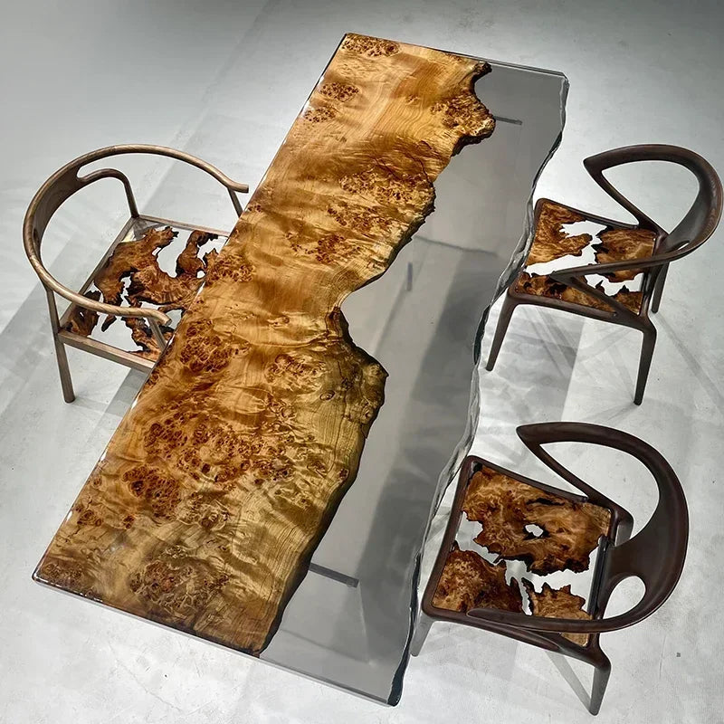 Teglex Epoxy Crystal Coffee Table | Live-Edge Solid Walnut & Rosewood