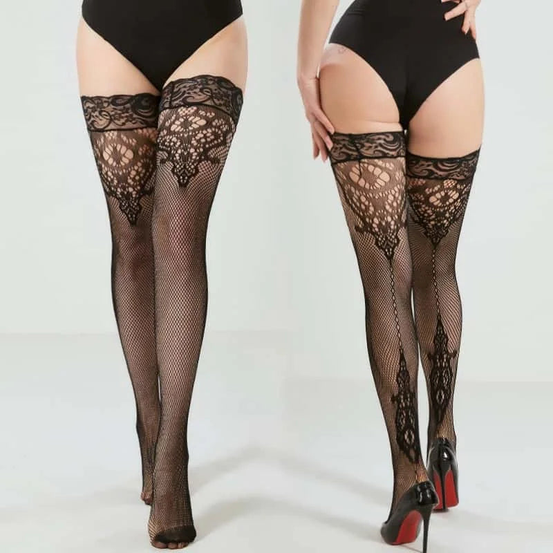 Plus Size Fishnet Lace Over-Knee Socks XXXL Women