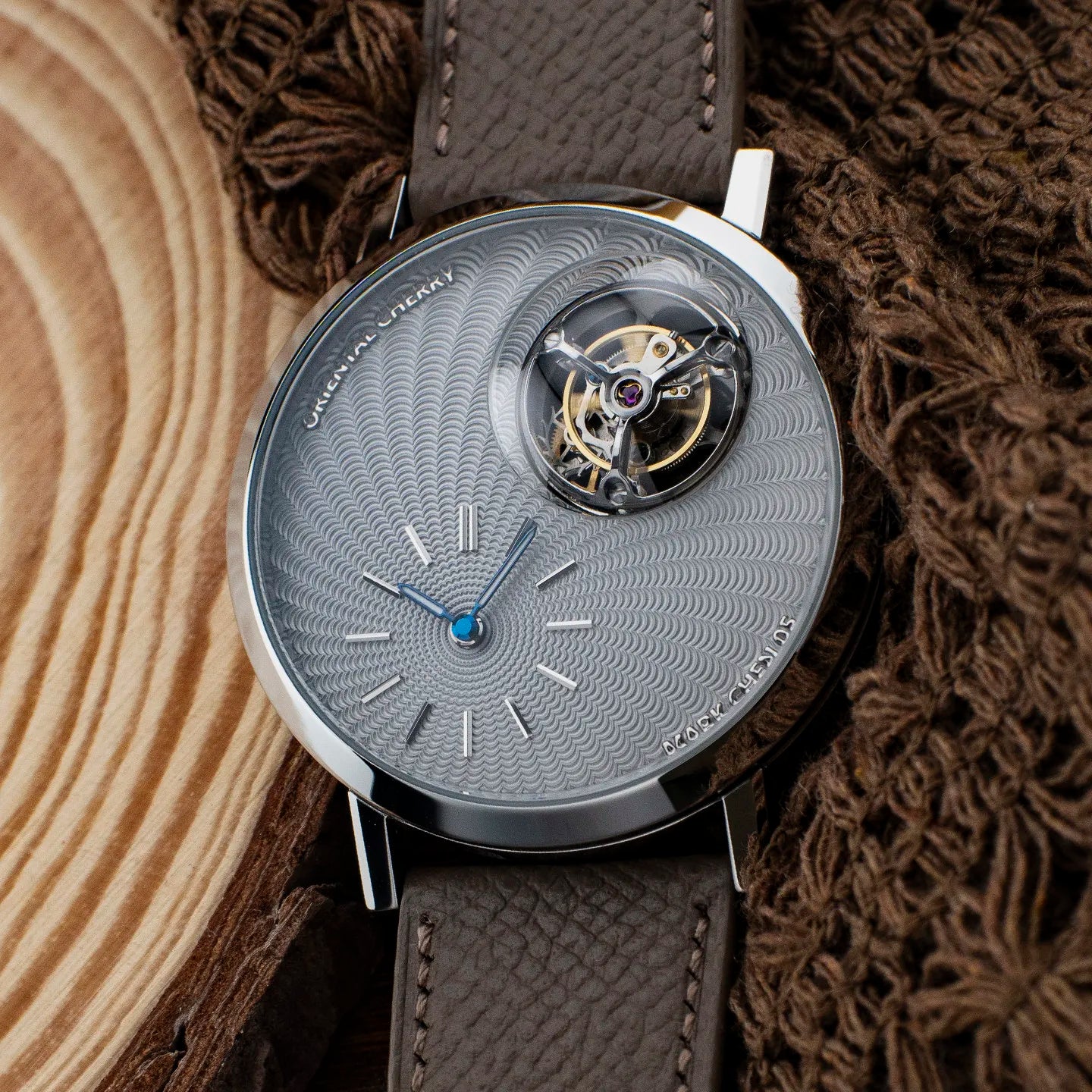 Convex Crystal Jichen Cherry Blossom MC-05 Tourbillon Mechanical Men's Watch Blue Sandstone Lapis Lazuli Custom Suspension 6340