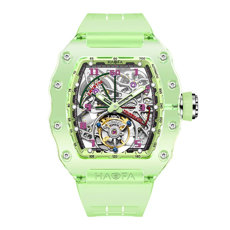 Haofa Tourbillon Crystal Transparent Automatic Watch | Sci-Fi Luxury
