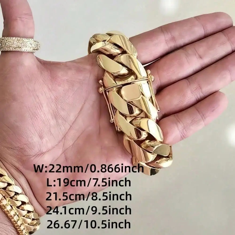 8-22mm Cuban Miami Link Chain 18K Gold Plated