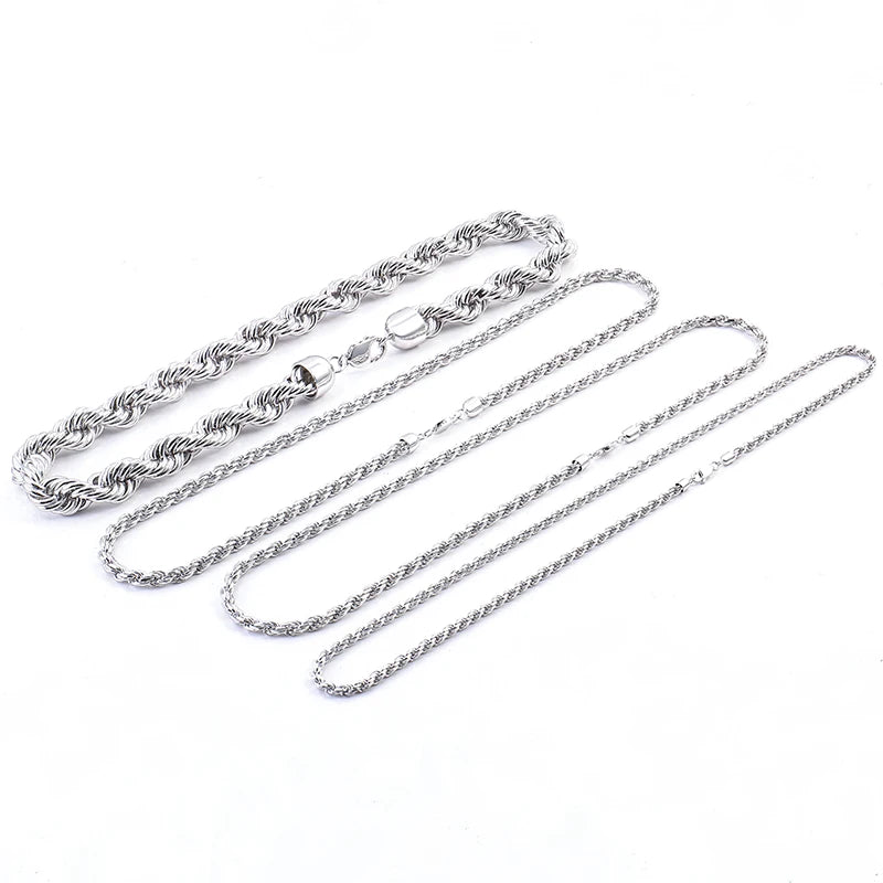 Twisted Chain Necklace 8 Inch S925 Silver Choker Twisted Necklace Miami Rope Chain