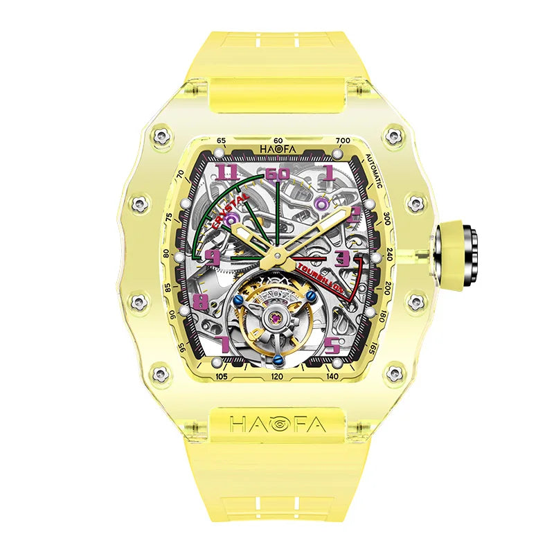 Haofa Tourbillon Crystal Transparent Automatic Watch | Sci-Fi Luxury