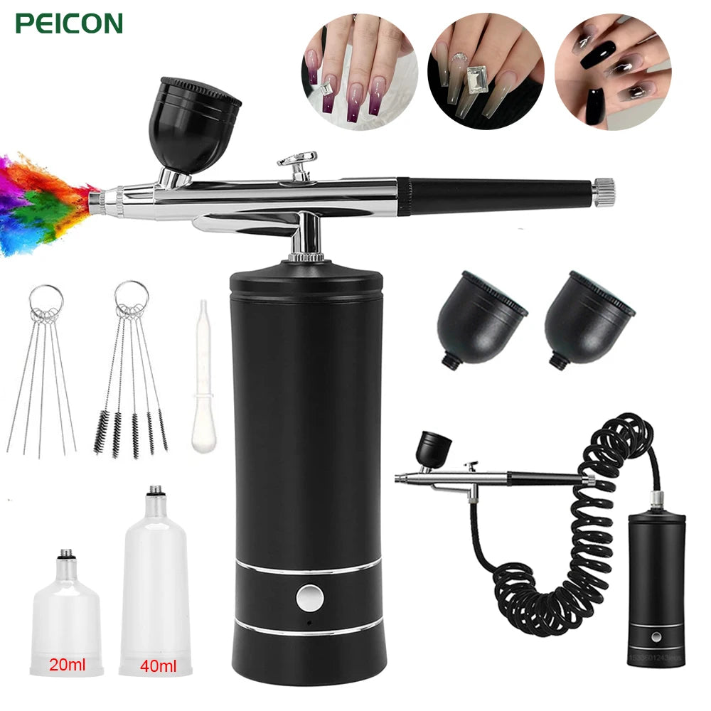 Mini Airbrush Nail Art Kit with Compressor – USB Charge