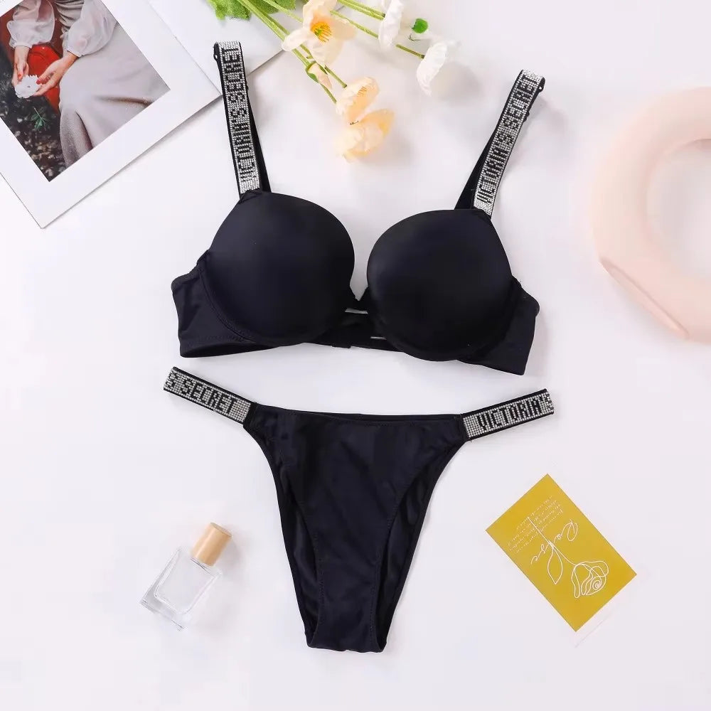 Women's Padded Push Up V-Neck Lingerie Set | Sporty Bra
