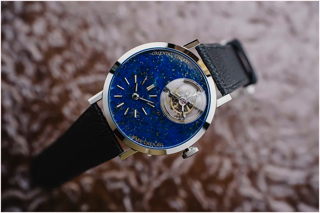 Convex Crystal Jichen Cherry Blossom MC-05 Tourbillon Mechanical Men's Watch Blue Sandstone Lapis Lazuli Custom Suspension 6340