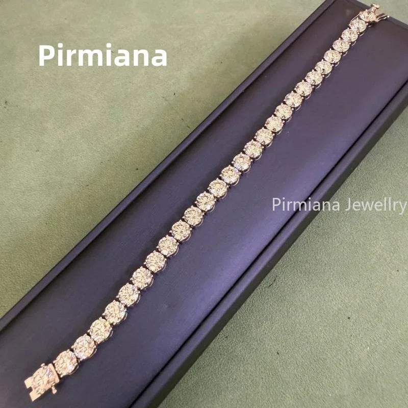 Pirmiana 18k White Gold 1ct Each Round D VS1 Lab Grown Diamond Tennis Bracelet Engagement for Women