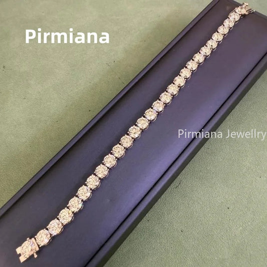 Pirmiana 18k White Gold 1ct Each Round D VS1 Lab Grown Diamond Tennis Bracelet Engagement for Women
