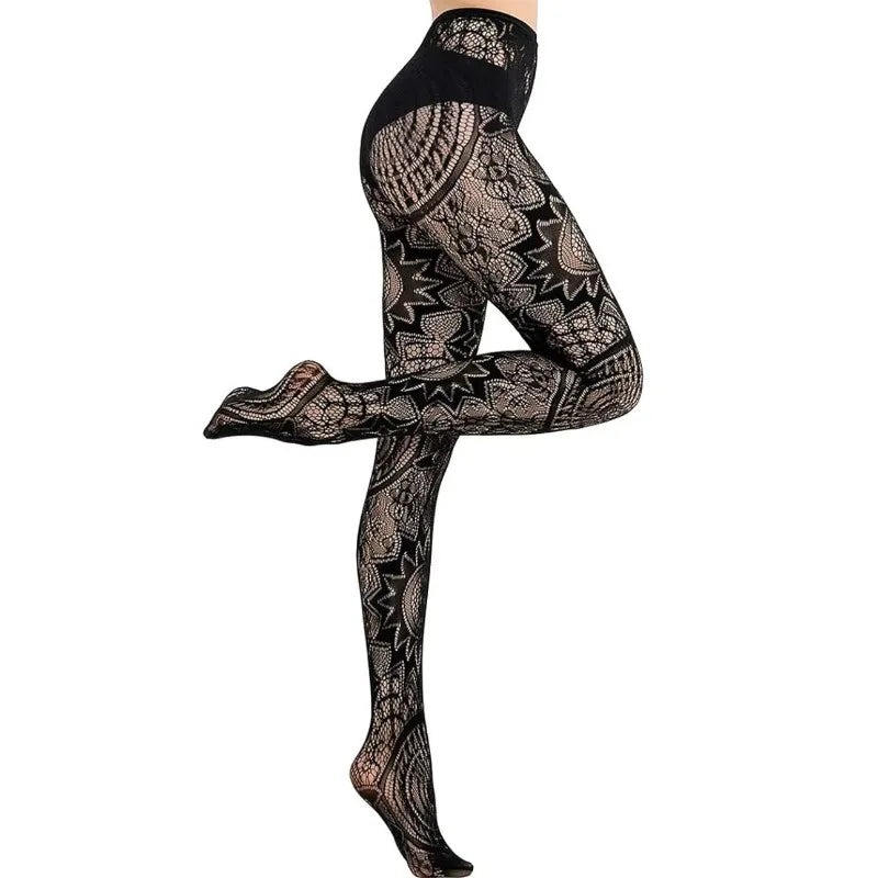 Gothic Fishnet Tights Tattoo Lace Jacquard Pantyhose