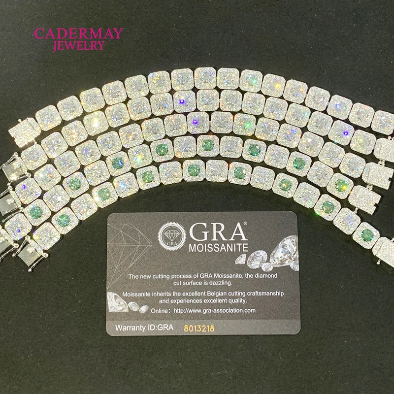 Green Moissanite Tennis Chain & Bracelet 925 Silver