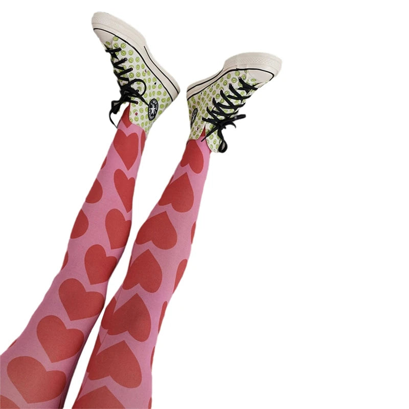 Tie Dye Patterned Pantyhose Hollow Mesh Tights Grunge