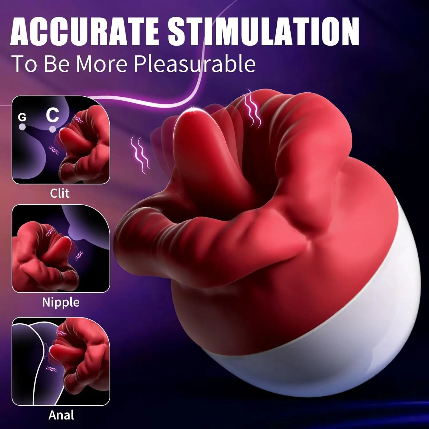 Sexual product with labeled parts on a dark background