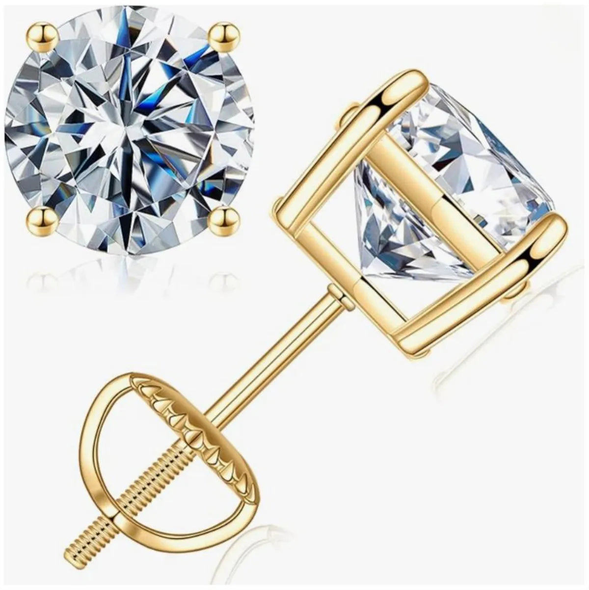 14K Gold 1CT IGI Lab Diamond Screw Earrings CVD