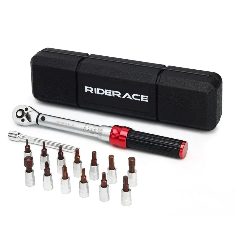RIDERACE 15Pcs Bike Torque Wrench Set 1/4" 2-24Nm Kit