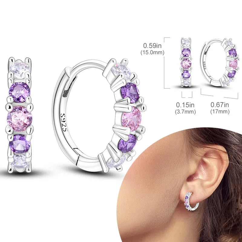 925 Silver Zirconia Hoop Earrings – Hypoallergenic