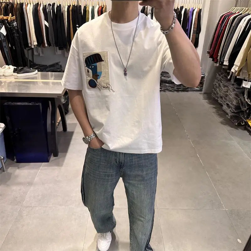 Men's Contrast Color Printed Couple T-Shirt – Spliced