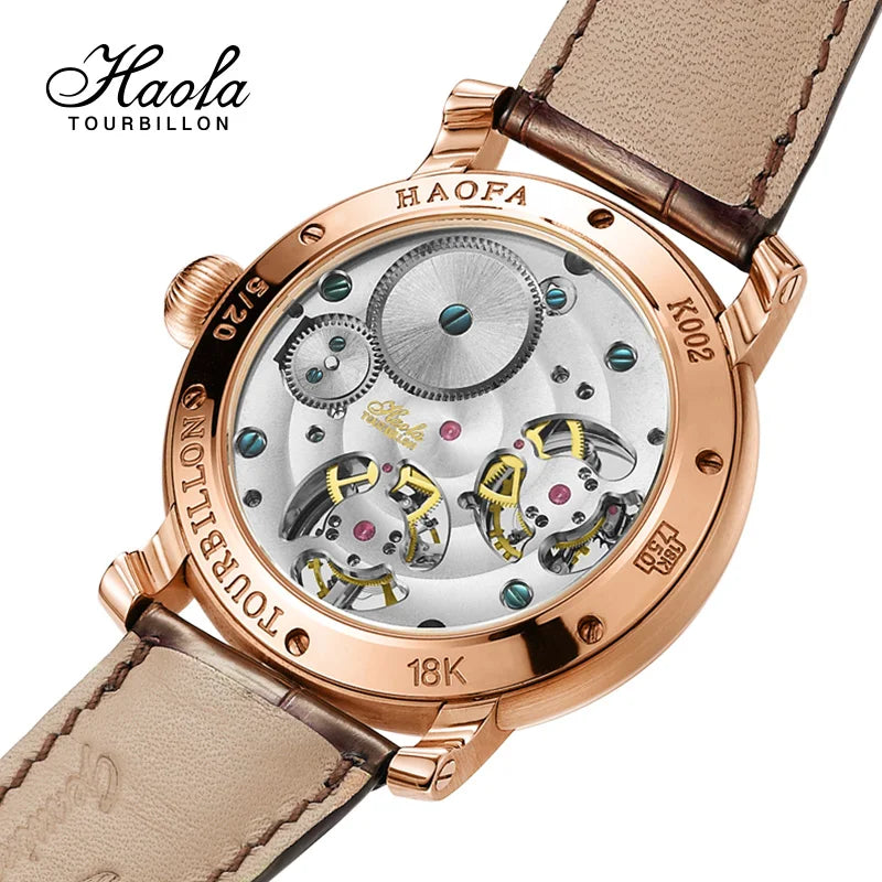 18K Double Tourbillon Watch Diamond Hour Markers