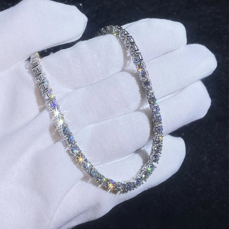 Moissanite Tennis Necklace 18K Gold PT950 Hip Hop