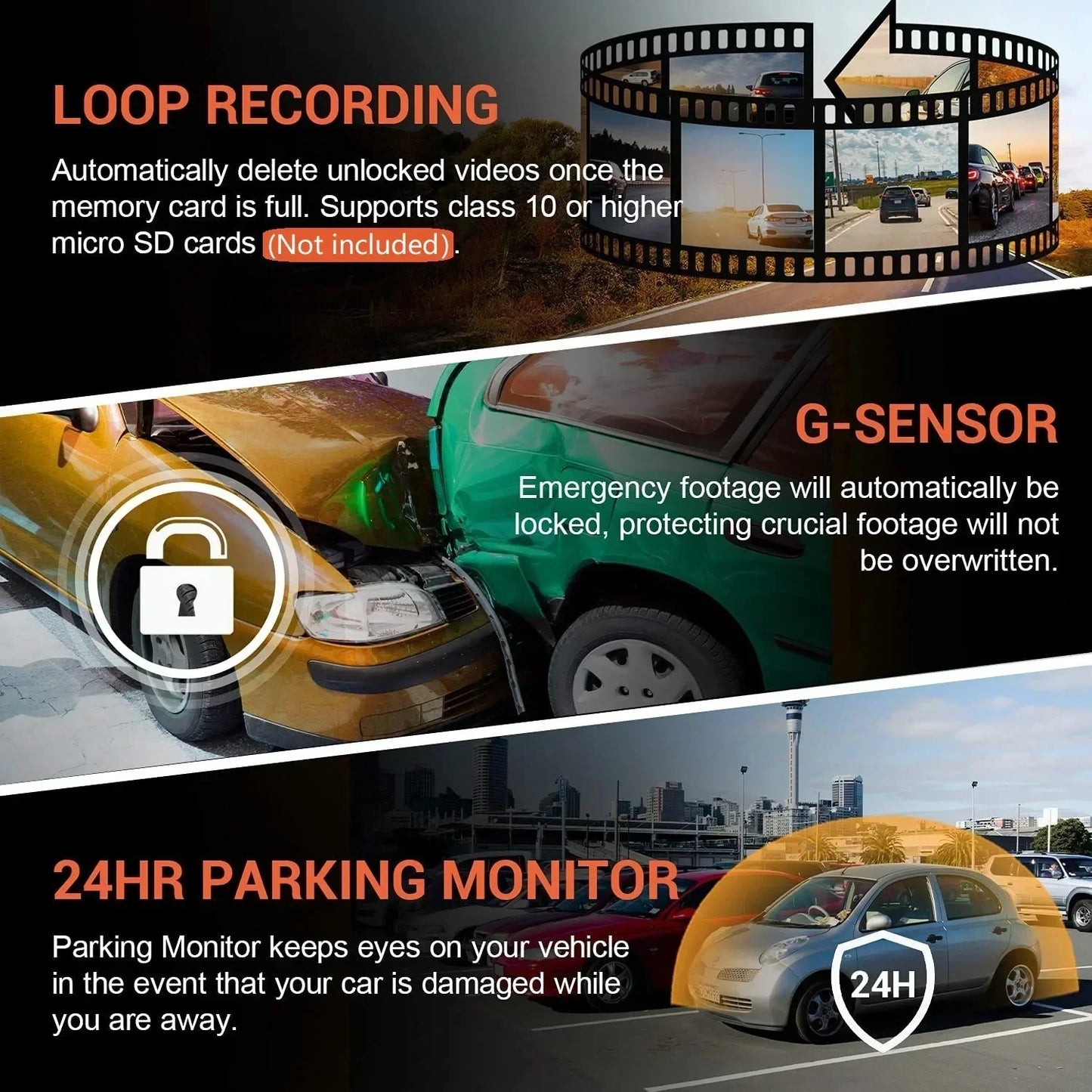 1080P WiFi Dual Dash Cam Front & Interior IR Control Safer Drive