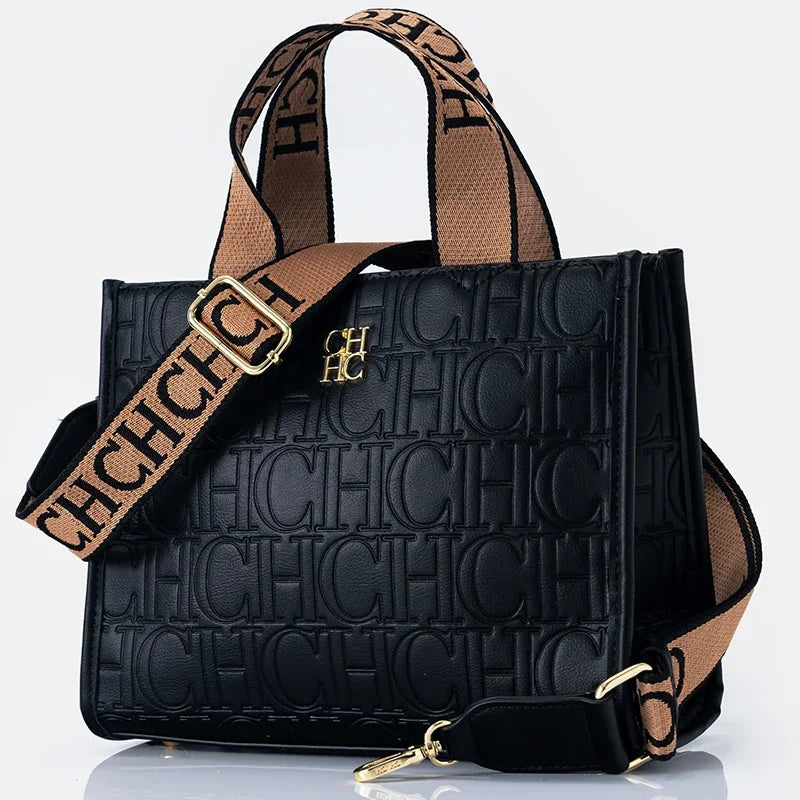 Monogram Print Metal Logo Women's Luxury Handbag
