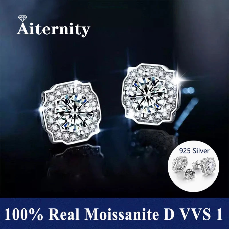 Moissanite Huggie Hoop Earrings – Sterling Silver