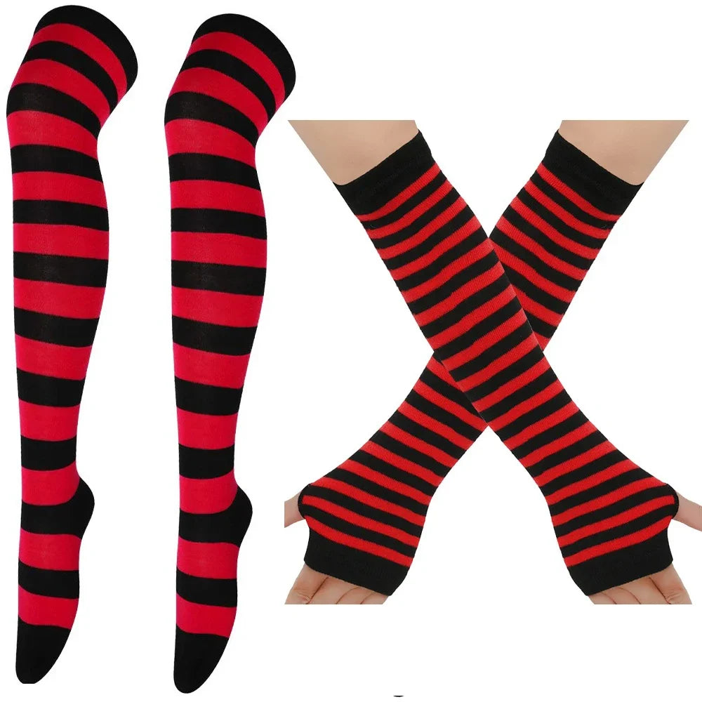 Multicolor Striped Thigh High Stockings for Women & Girls | Over The Knee Long Socks