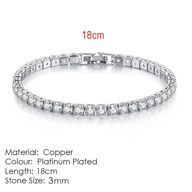 Zircon Tennis Bracelet 2.5-5mm Crystal Hand Chain