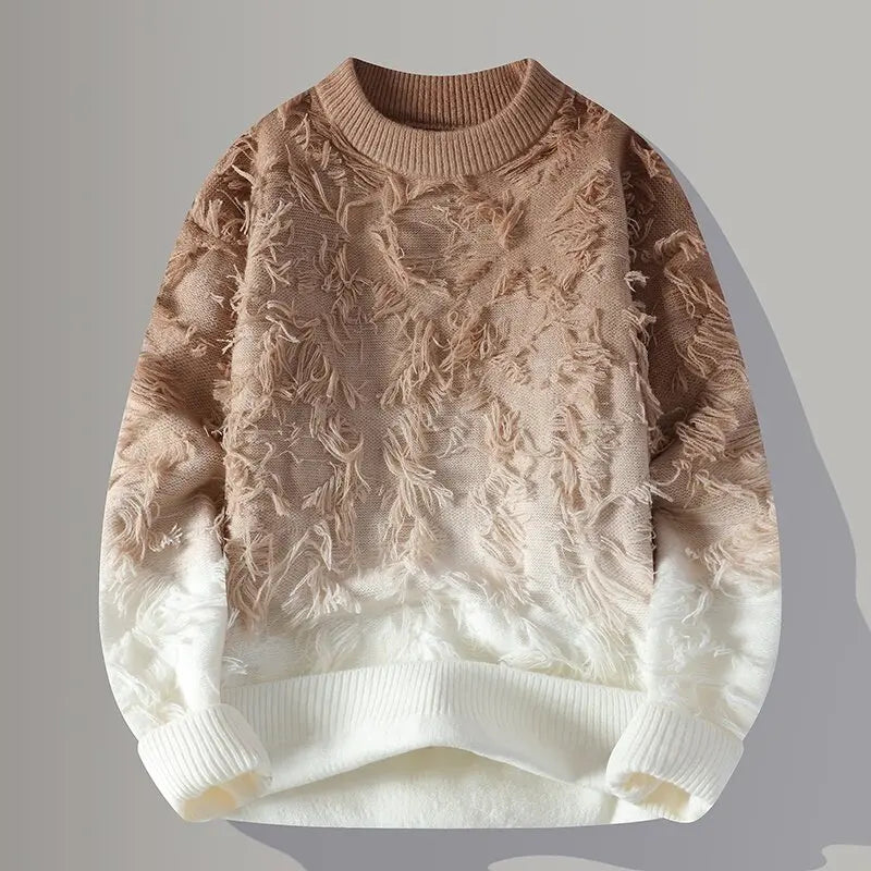 Textured sweater with a gradient effect on a gray background