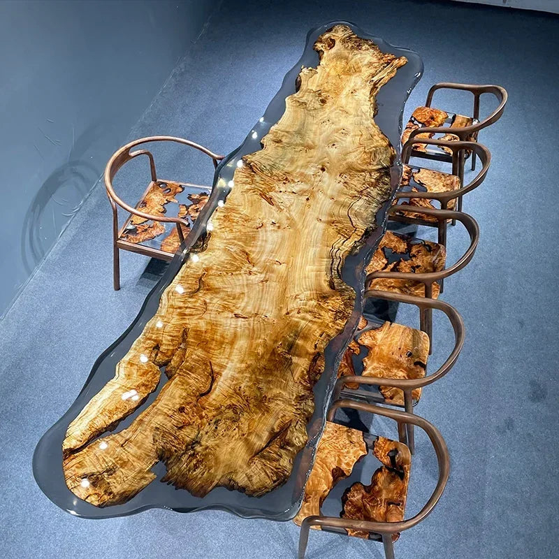 Teglex Epoxy Crystal Coffee Table | Live-Edge Solid Walnut & Rosewood