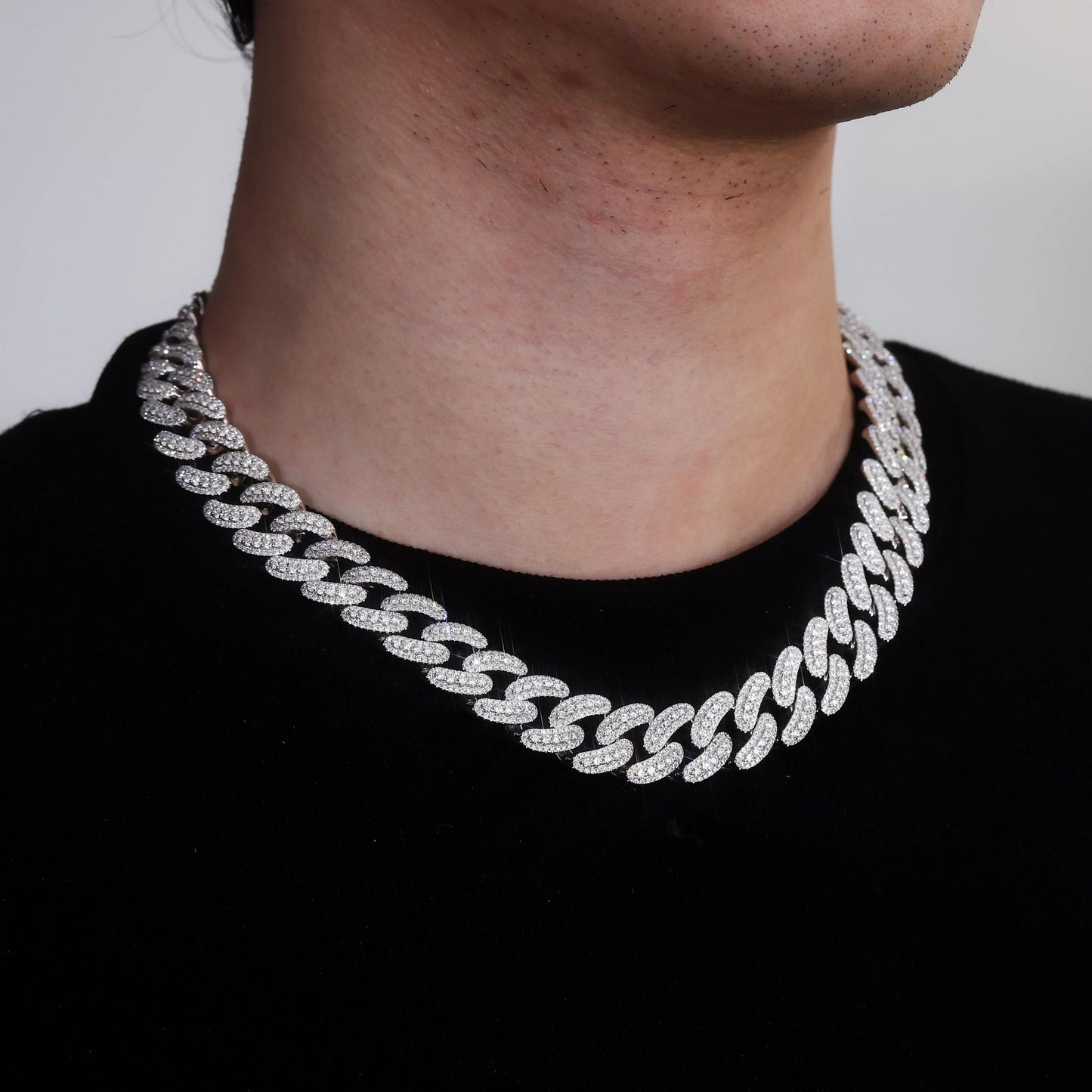 Iced Out Moissanite Cuban Link Necklace for Men | Hip Hop Chain