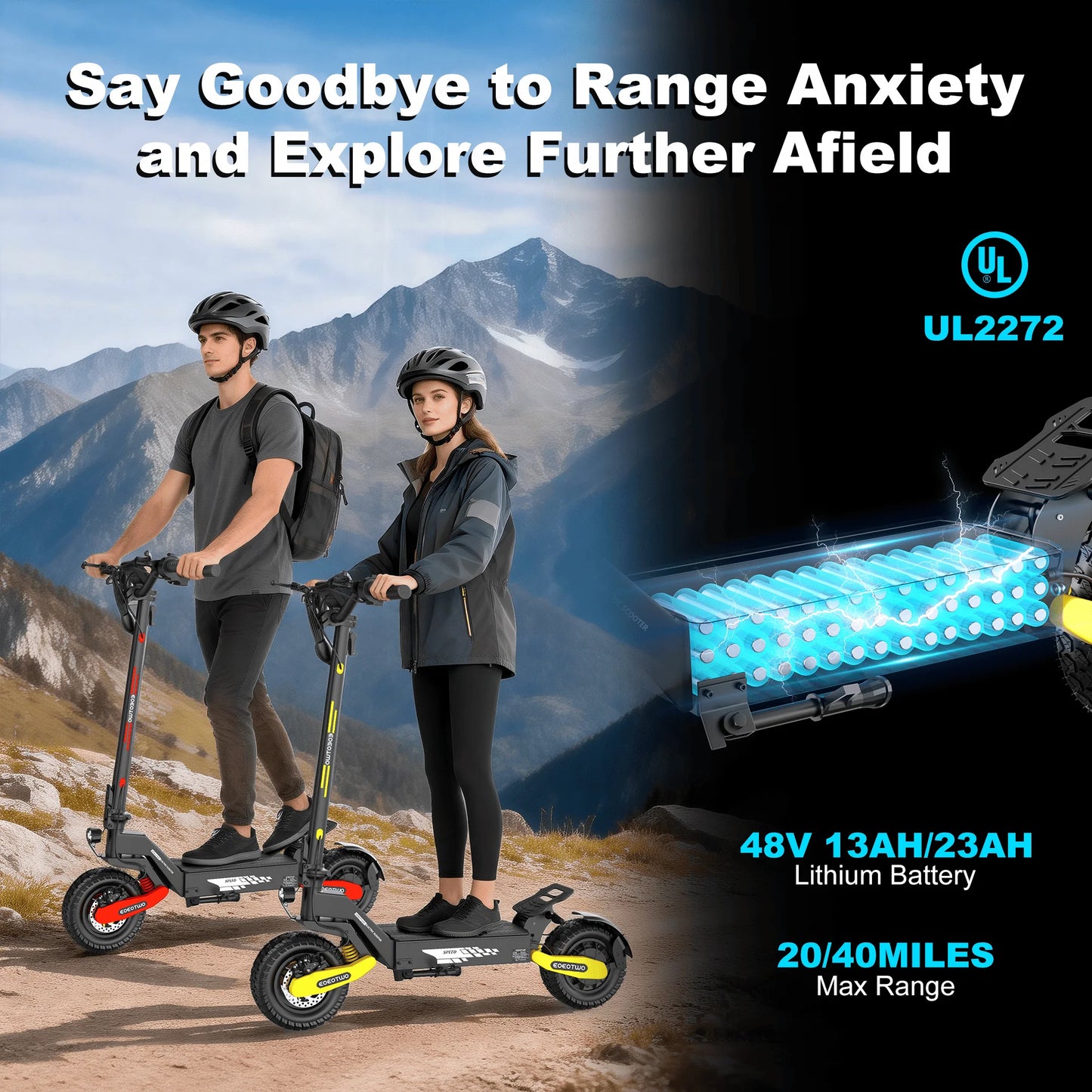 EOEOTWO 1200W Off-Road Electric Scooter 48V