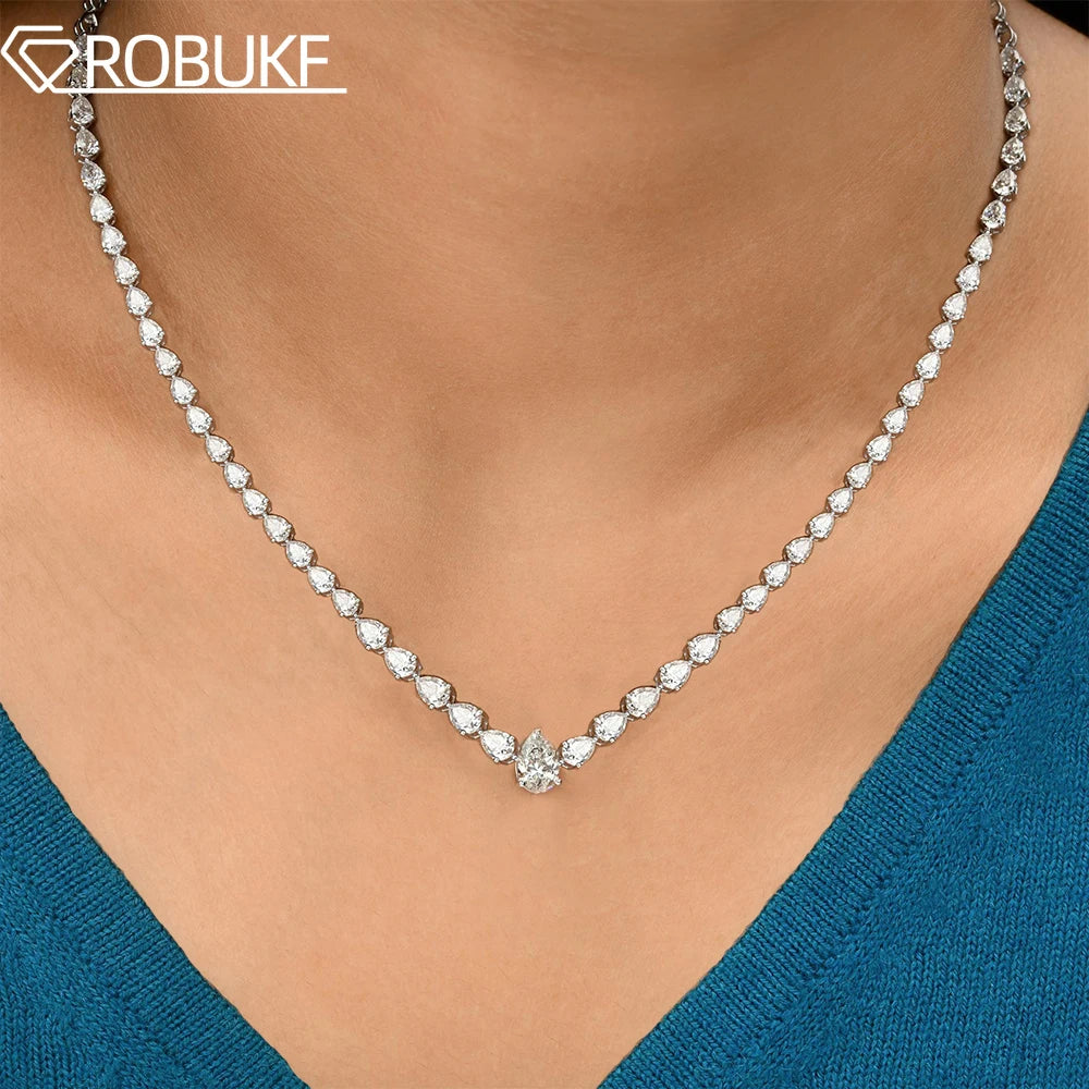 Diamond necklace on a model with ROBUKE branding