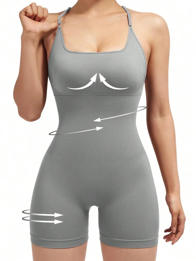 Women's Fitness Jumpsuit Backless Yoga Romper Scrunch