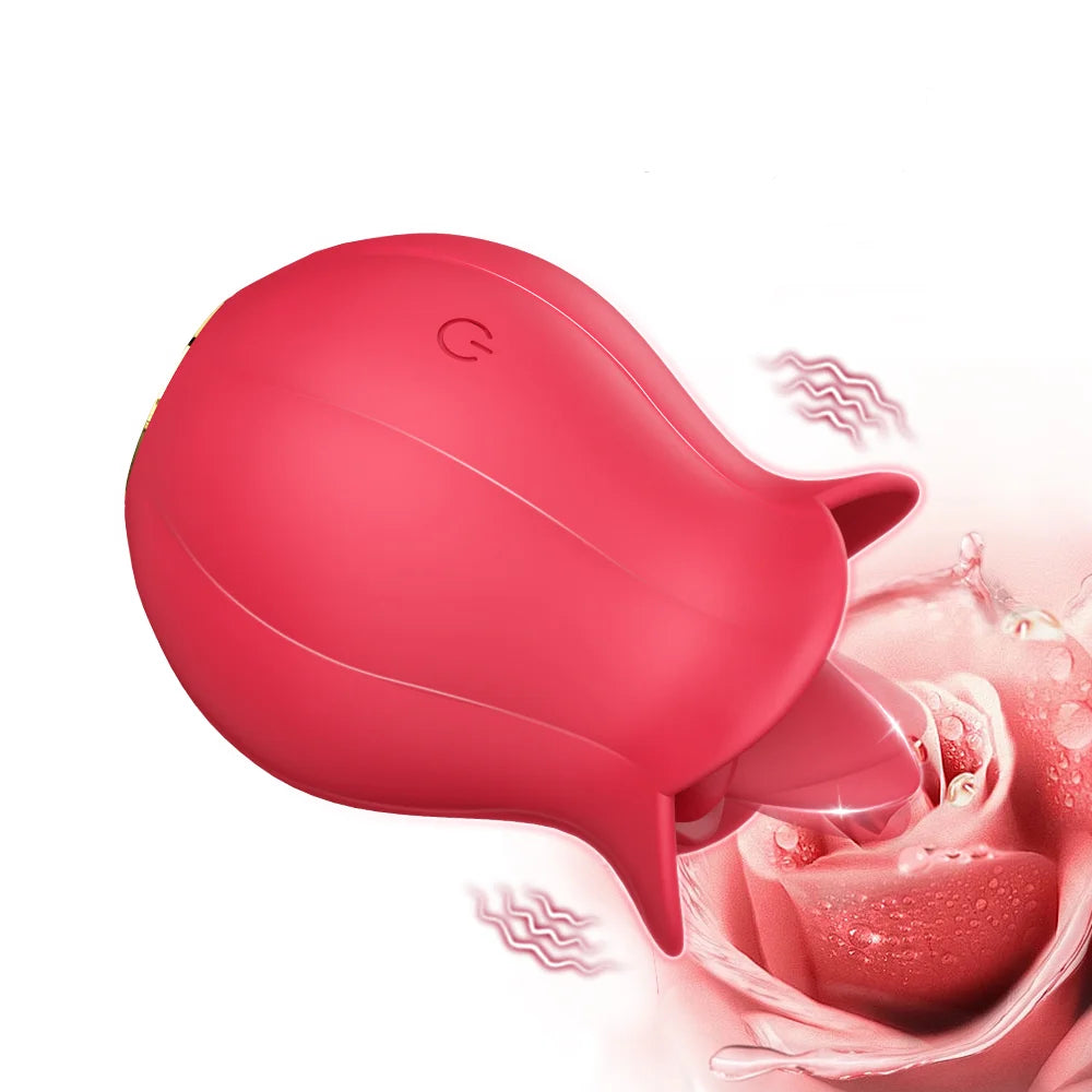 Rose Vibrator Tongue Licking Clitoral G-Spot Toy
